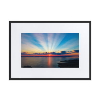 Caleta Partida Aerial Sunset, Oil Paint Effect – Framed Poster with Mat - Image 2