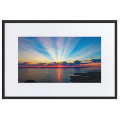 Caleta Partida Aerial Sunset, Oil Paint Effect – Framed Poster with Mat - Image 3