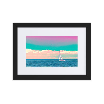 Sailing Sea Dream in Bright Colors - Framed Poster with Mat - Image 2