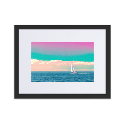 Sailing Sea Dream in Bright Colors - Framed Poster with Mat - Image 3