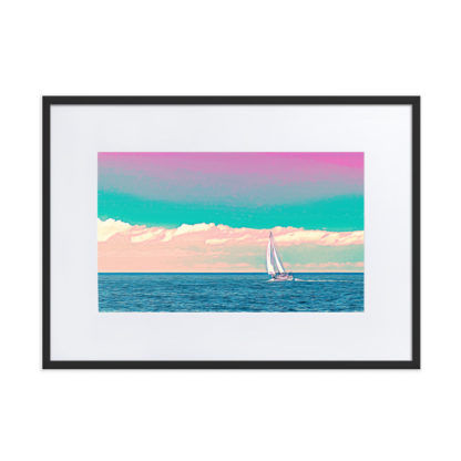 Sailing Sea Dream in Bright Colors - Framed Poster with Mat - Image 4