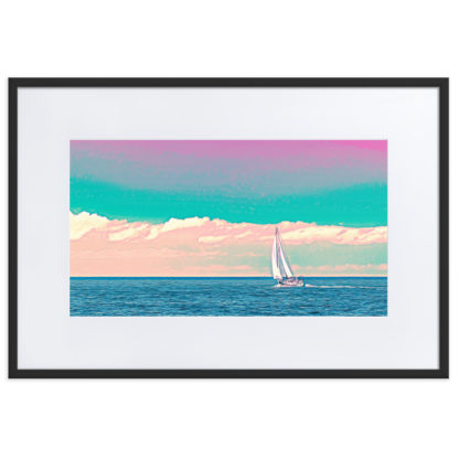 Sailing Sea Dream in Bright Colors - Framed Poster with Mat - Image 5