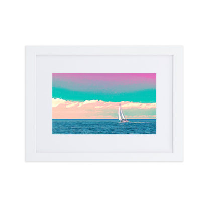 Sailing Sea Dream in Bright Colors - Framed Poster with Mat - Image 6