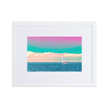 Sailing Sea Dream in Bright Colors - Framed Poster with Mat - Image 7