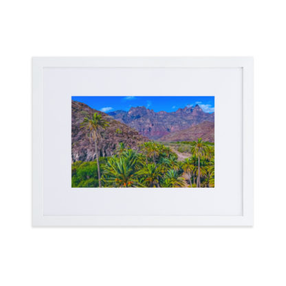 Mountain Range with Palm Trees, Oil Paint Effect - Framed Poster with Mat - Image 6