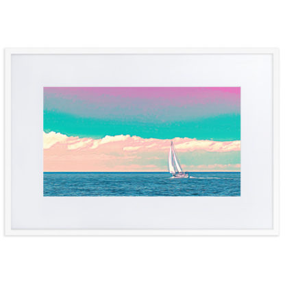 Sailing Sea Dream in Bright Colors - Framed Poster with Mat - Image 8