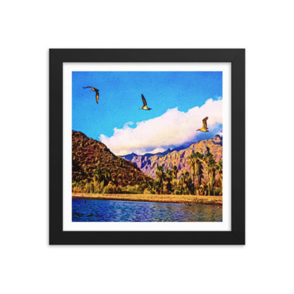 Three Pelican Palms, Watercolor - Framed Poster with Faux Mat Frame - Image 2