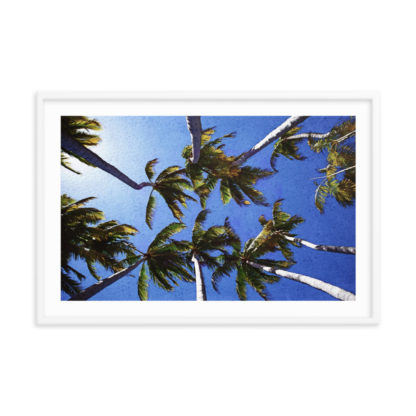 Palms from Above Watercolor - Framed Poster with Faux Mat Frame - Image 4