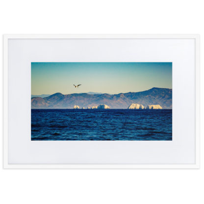 Bird Flying By White Islands - Framed Poster with Mat - Image 2