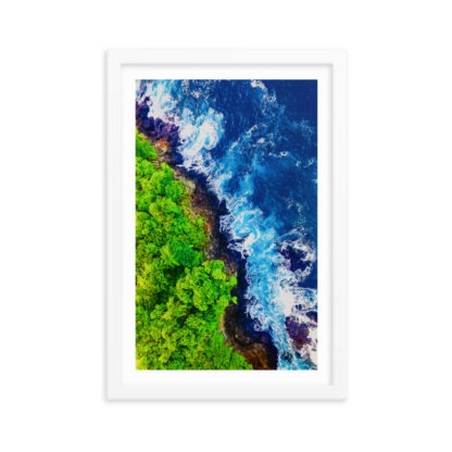 Bluewater Waves on Rocks - Framed Poster with Faux Mat Frame - Image 3