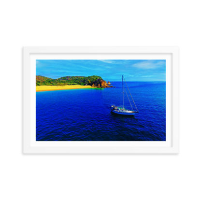 Floating Near Paradise Island, Oil Paint - Framed Poster with Faux Mat Frame - Image 3