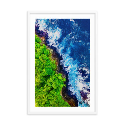 Bluewater Waves on Rocks - Framed Poster with Faux Mat Frame - Image 4