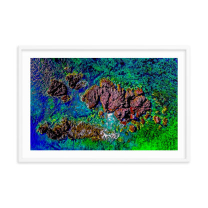 Tenacatita Rocks Aerial, Oil Paint - Framed Poster with Faux Mat Frame - Image 4