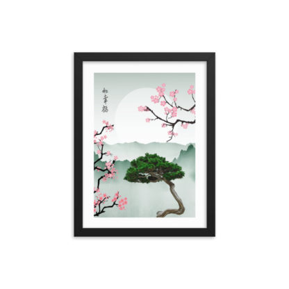 Bonsai Cherry Blossom - Framed Poster with Faux Mat Frame - Image 2