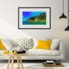 Vibrant jungle scene of paradise cove beach with oil paint effect on Escudo Island, Panama